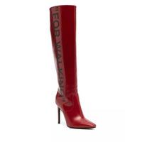 Off-White Chic Scarlet Patent Leather Stiletto Boots