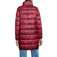 Love Moschino Chic Leopard Print Long Down Jacket