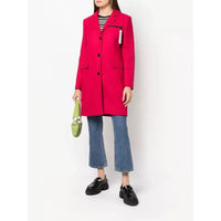 Love Moschino Chic Pink Woolen Coat with Logo Details