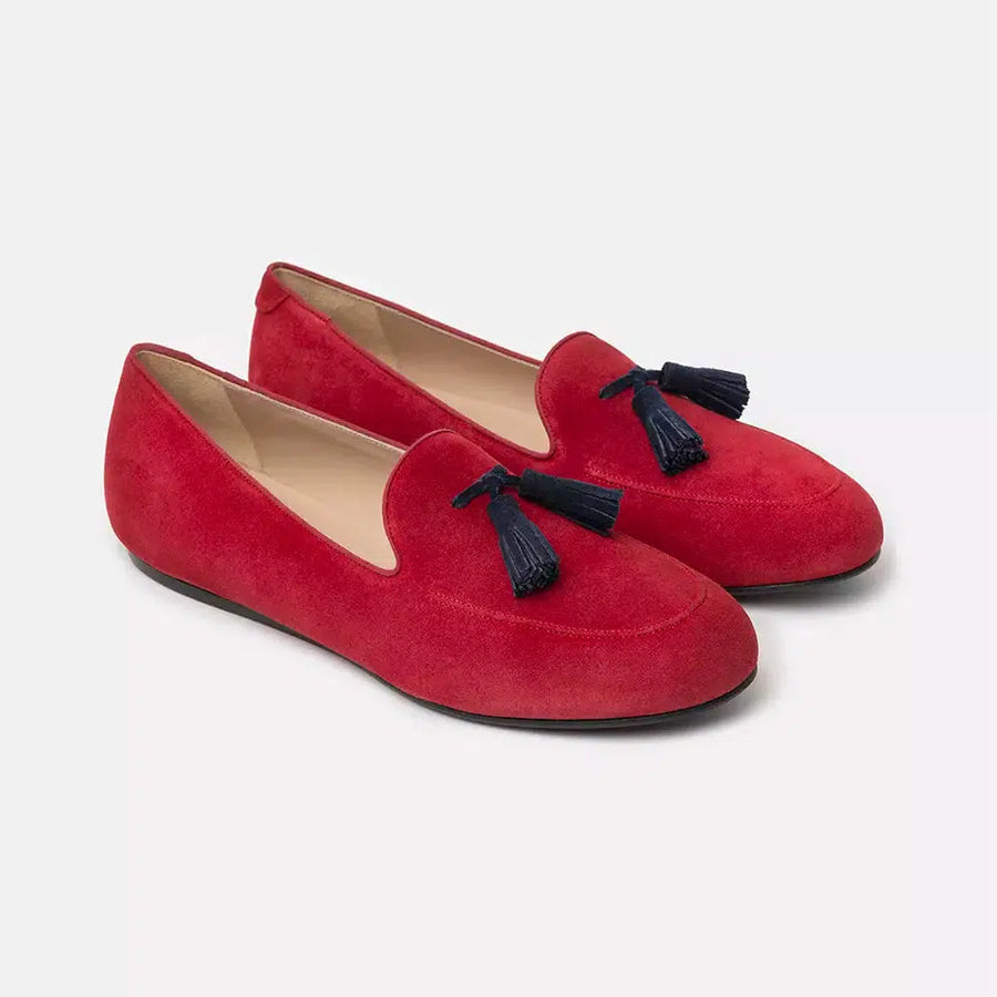 Charles Philip Elegant Suede Leather Moccasins with Tassel Detail