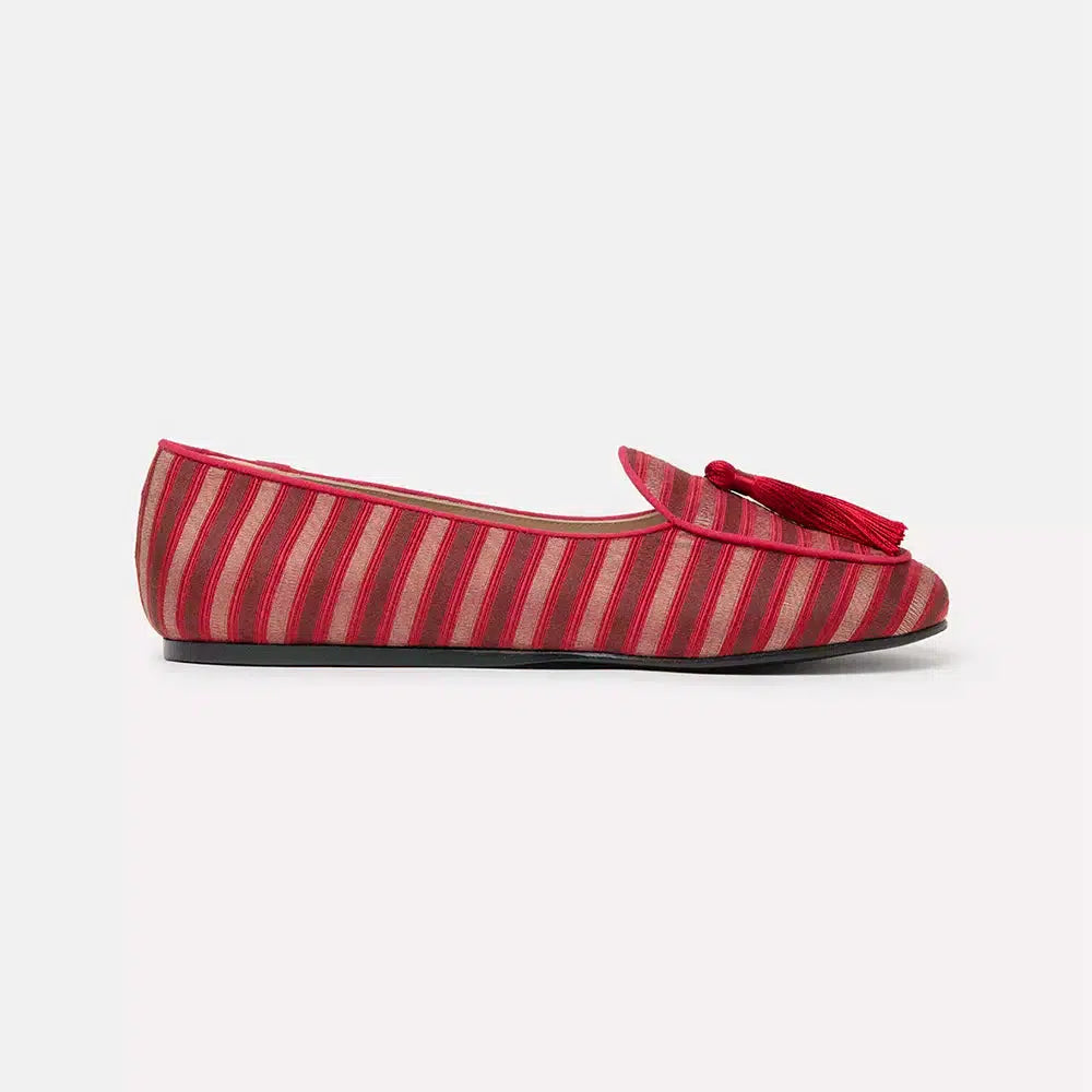 Charles Philip Red Leather Flat Shoe