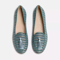 Charles Philip Chic Light Blue Silk Moccasins with Tassel Detail