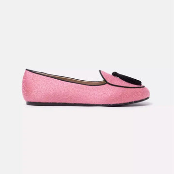Charles Philip Pink Velvet Flat Shoe