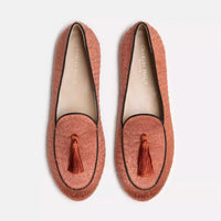 Charles Philip Elegant Rust Silk Tassel Loafers