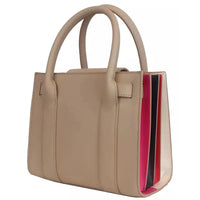 Ungaro Elegant Beige Leather Shoulder Bag with Accordion Design