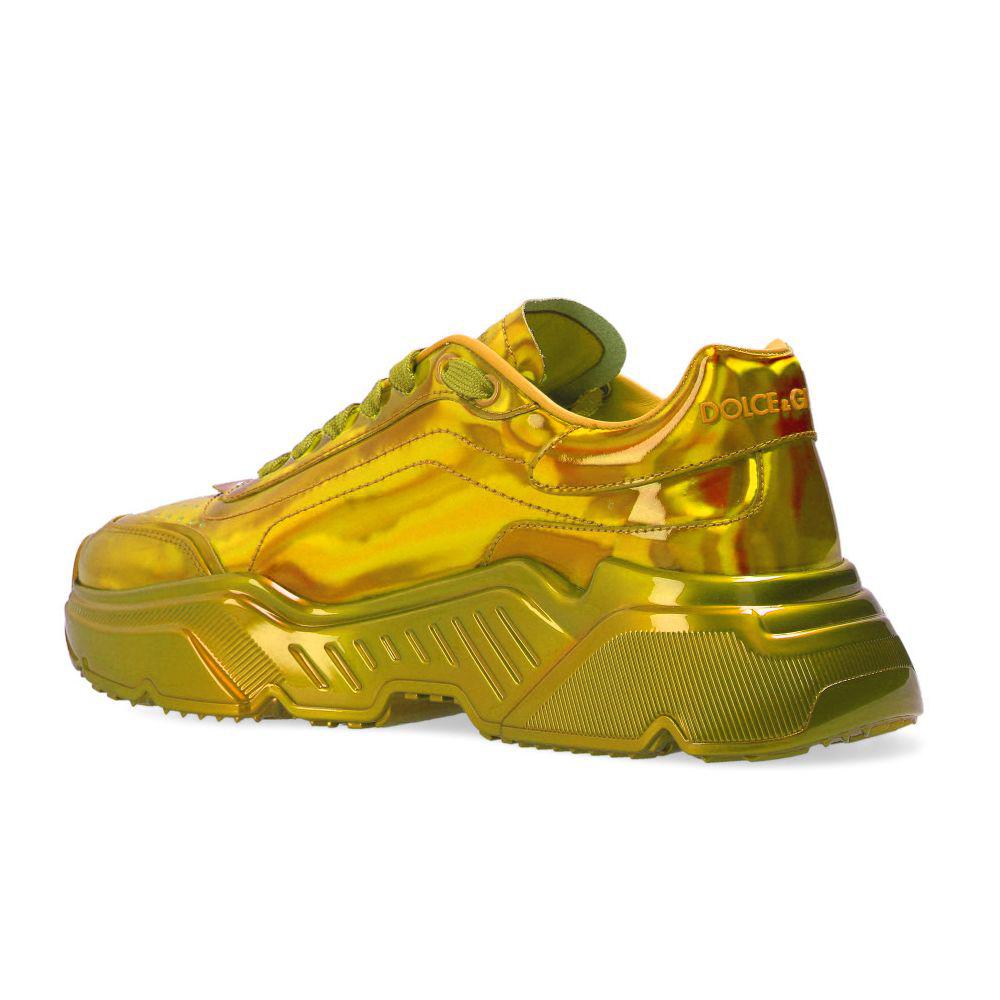 Dolce & Gabbana Neon Yellow High-Top Calfskin Sneakers