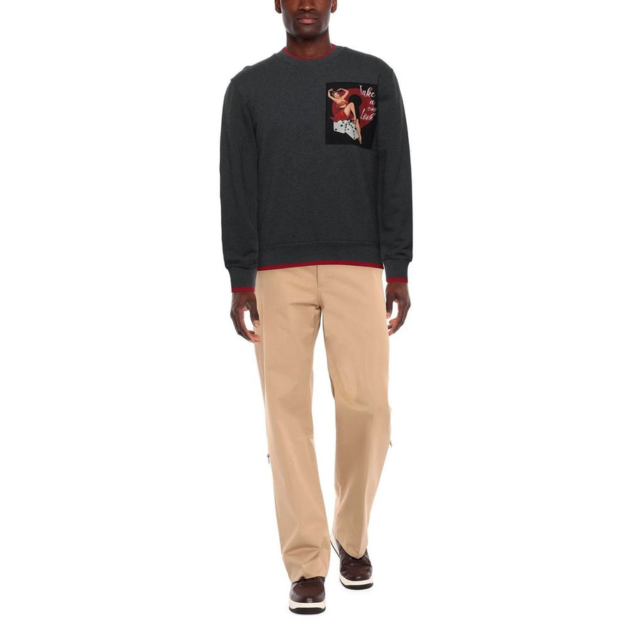 Dolce & Gabbana Elegant Gray Cotton Sweatshirt with Red Accents