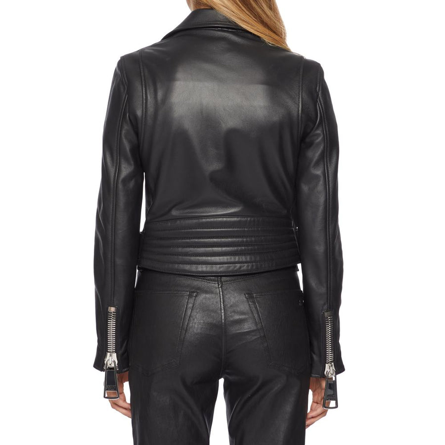 Moschino Couture Chic Asymmetric Leather Biker Jacket