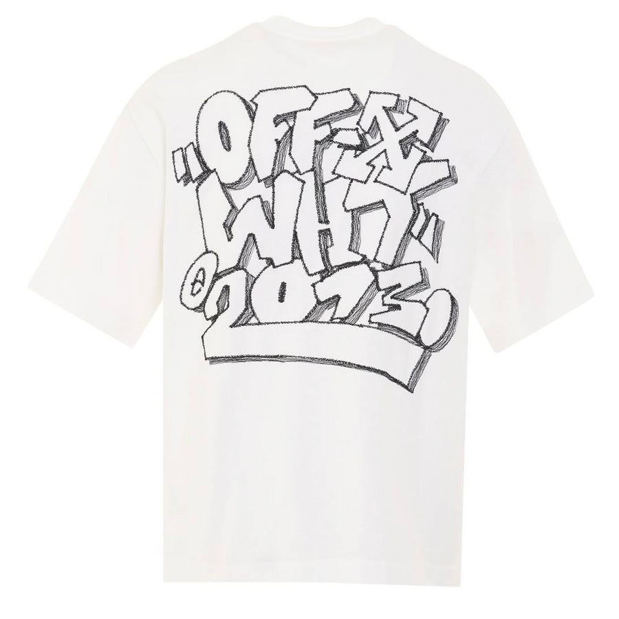 Off-White Elevated Elegance Crewneck Tee with Unique Script Detail