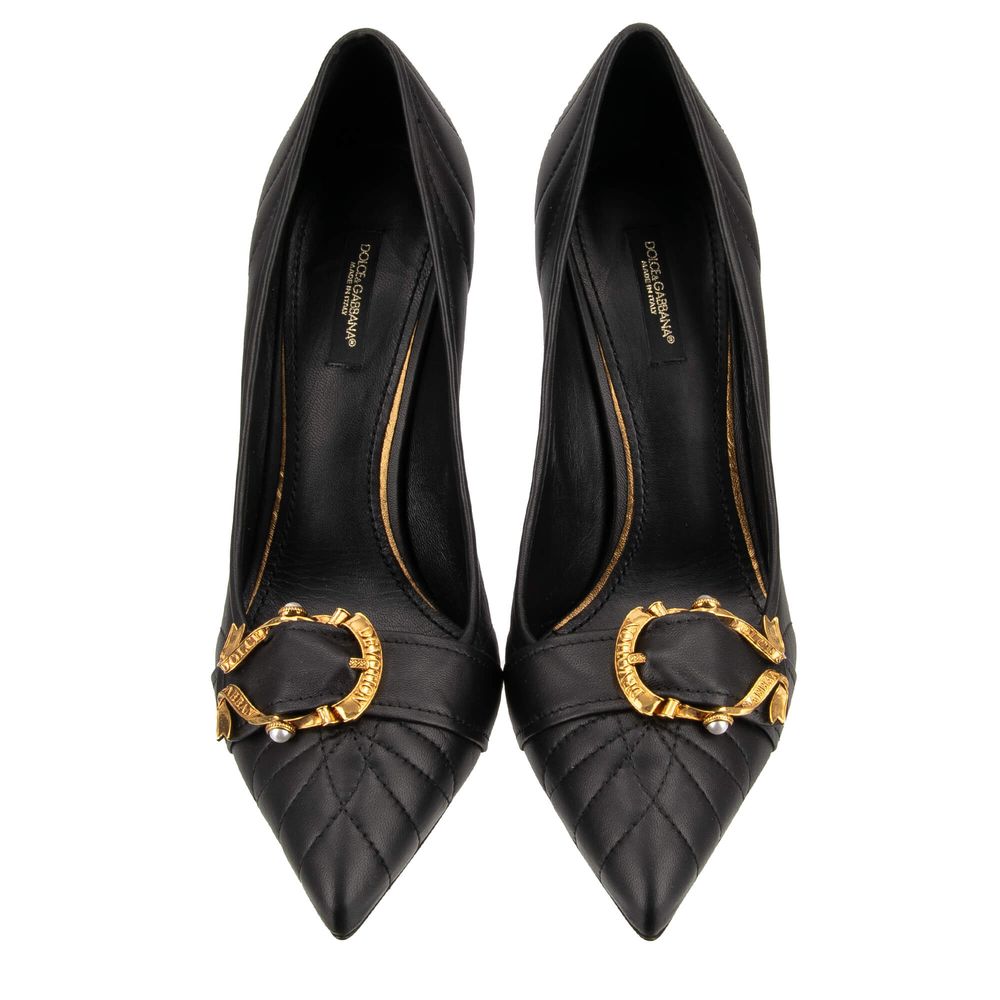 Dolce & Gabbana Elegant Buckle Leather Pumps in Black