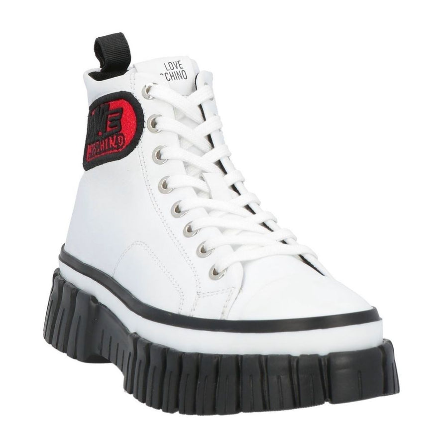 Love Moschino Chic High-top Sneakers with Bold Logo Embroidery