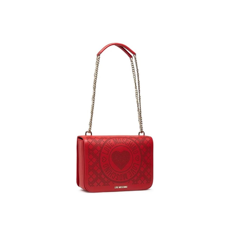 Love Moschino Chic Pink Crossbody Bag with Silver Accents