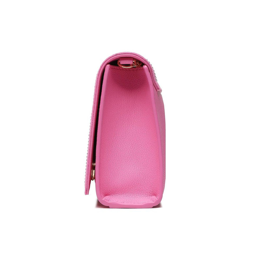 Love Moschino Chic Pink Faux Leather Shoulder Bag with Rhinestone Details