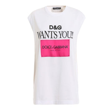 Dolce & Gabbana Chic Sleeveless Cotton Tee with Embroidery