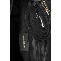 Baldinini Trend Elegant Black Floral Calfskin Shoulder Bag