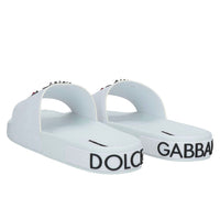 Dolce & Gabbana White Embellished Rubber Slippers for Men