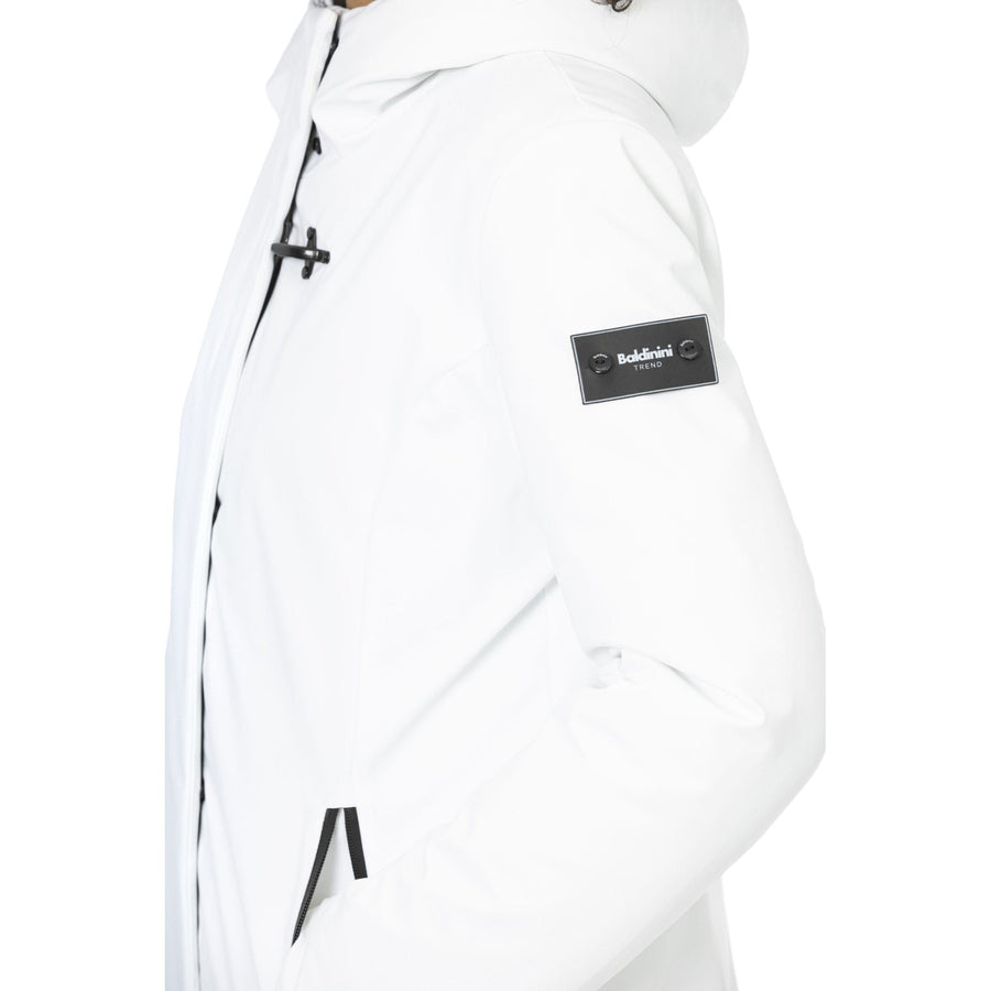 Baldinini Trend Sleek White Down Jacket with Adjustable Hood