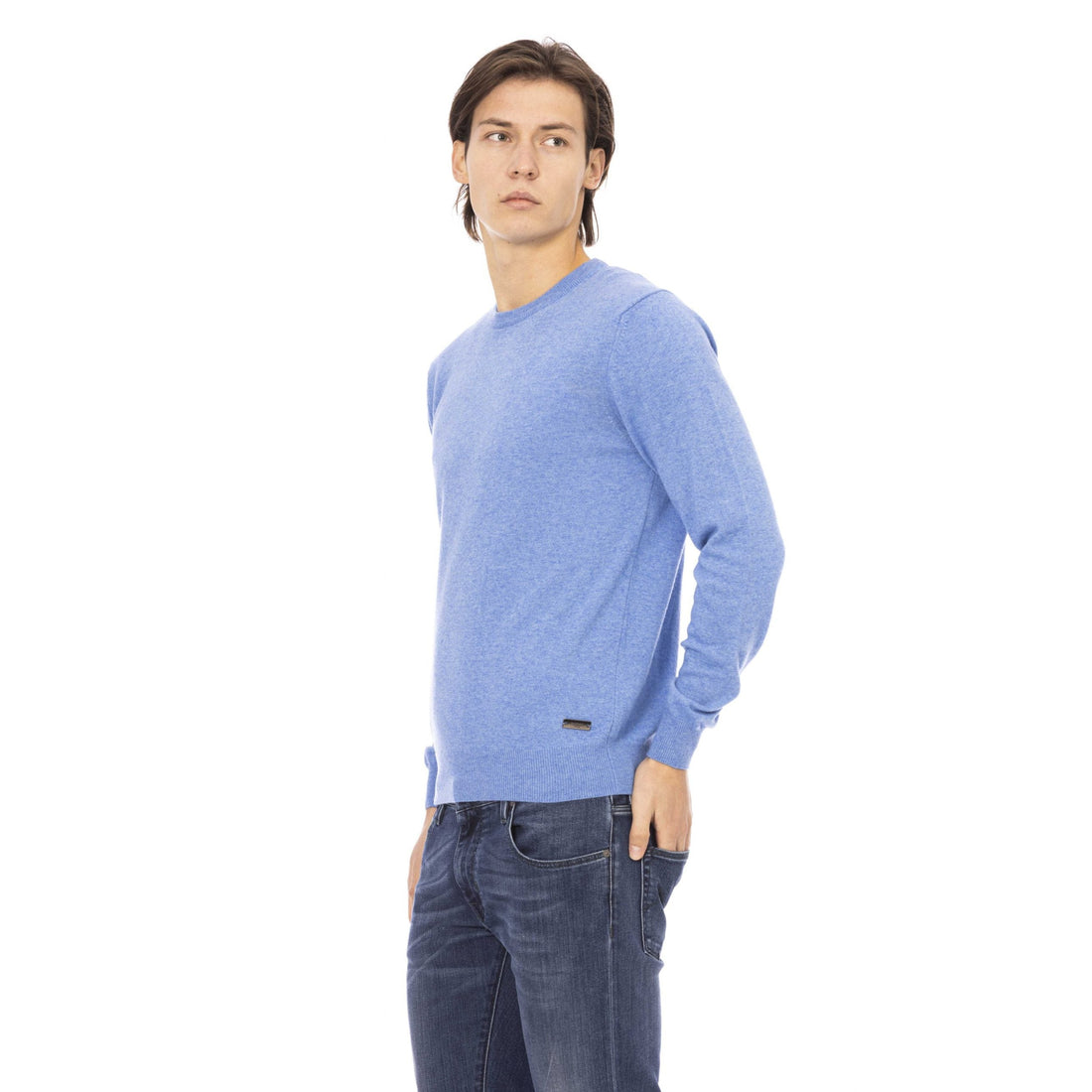 Baldinini Trend Elegant Light Blue Crewneck Sweater for Men