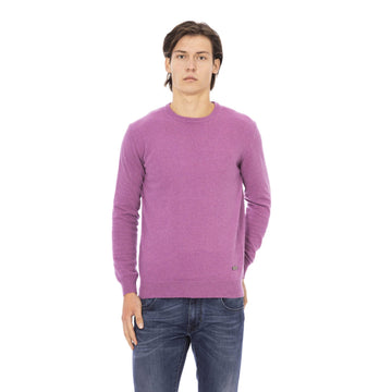 Baldinini Trend Elegant Purple Wool-Blend Crewneck Sweater