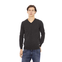 Baldinini Trend Sophisticated V-Neck Metallic Monogram Sweater