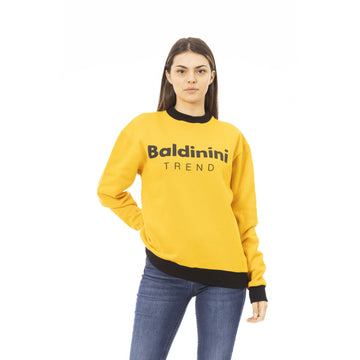 Baldinini Trend Chic Yellow Cotton Fleece Hoodie with Logo