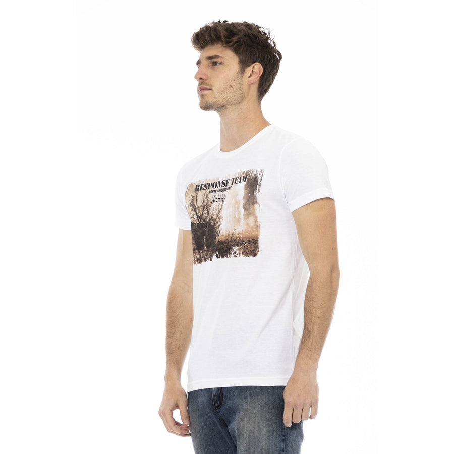 Trussardi Action Chic White Tee with Stylish Front Print