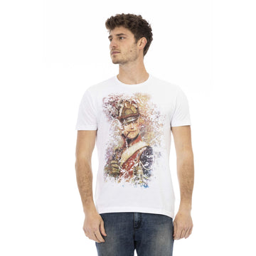Trussardi Action Sleek White Cotton Blend Tee with Graphic Front