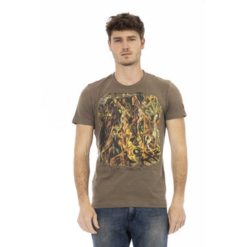 Trussardi Action Elegant Brown Tee with Chic Front Print