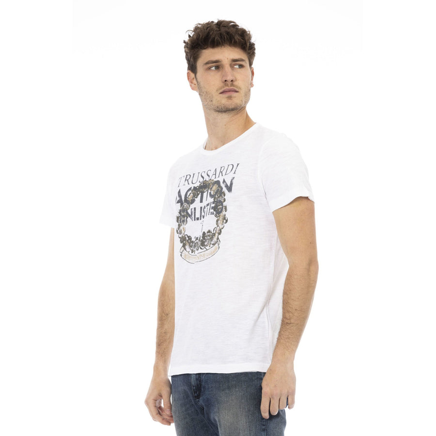 Trussardi Action Chic White Tee with Front Print