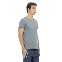 Trussardi Action Chic Gray Pocket Tee with Unique Print