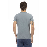 Trussardi Action Chic Gray Pocket Tee with Unique Print