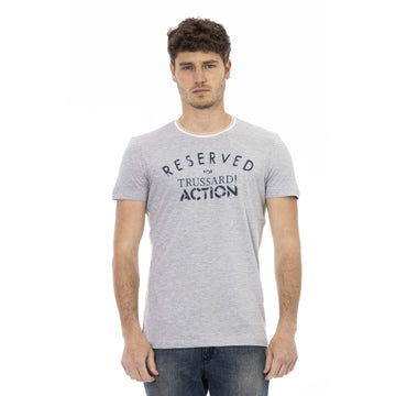Trussardi Action Chic Gray Cotton Blend Casual Tee
