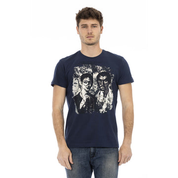Trussardi Action Chic Blue Printed Tee with Short Sleeves