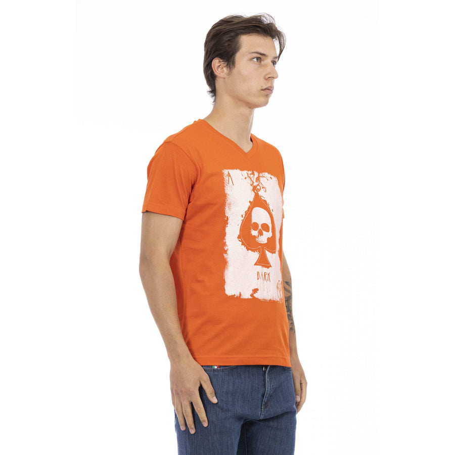 Trussardi Action Vibrant V-Neck Tee with Front Print