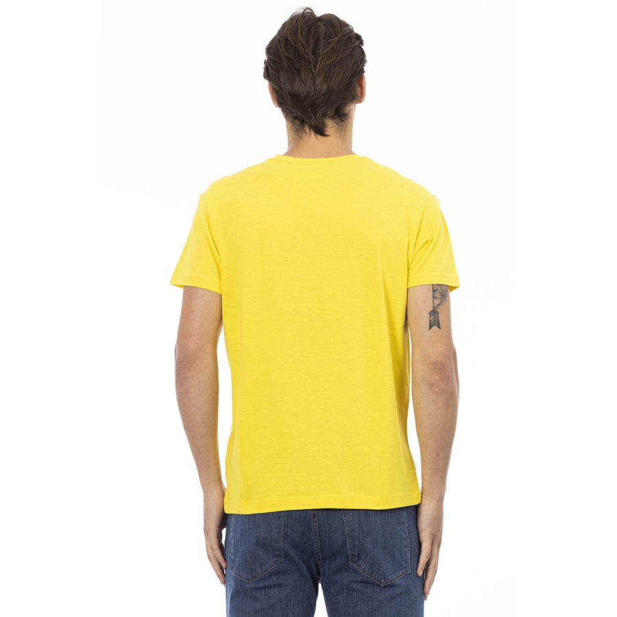 Trussardi Action Vibrant Yellow V-Neck Tee with Chest Print