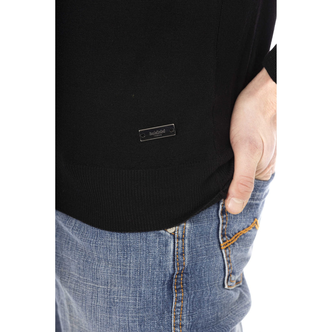 Baldinini Trend Elegant Turtleneck Sweater with Monogram Accent