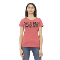 Trussardi Action Elegant Pink Short Sleeve Tee with Chic Print