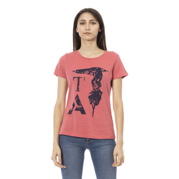 Trussardi Action Chic Pink Cotton-Blend Tee with Elegant Print