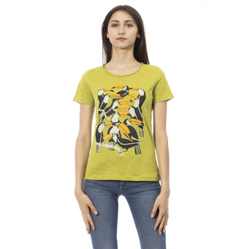 Trussardi Action Elegant Green Tee with Chic Front Print