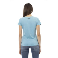 Trussardi Action Chic Light Blue Short Sleeve Tee with Print