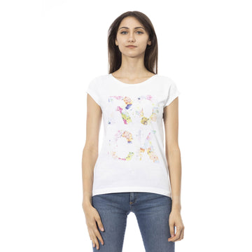 Trussardi Action Chic White Tee with Front Print Detail