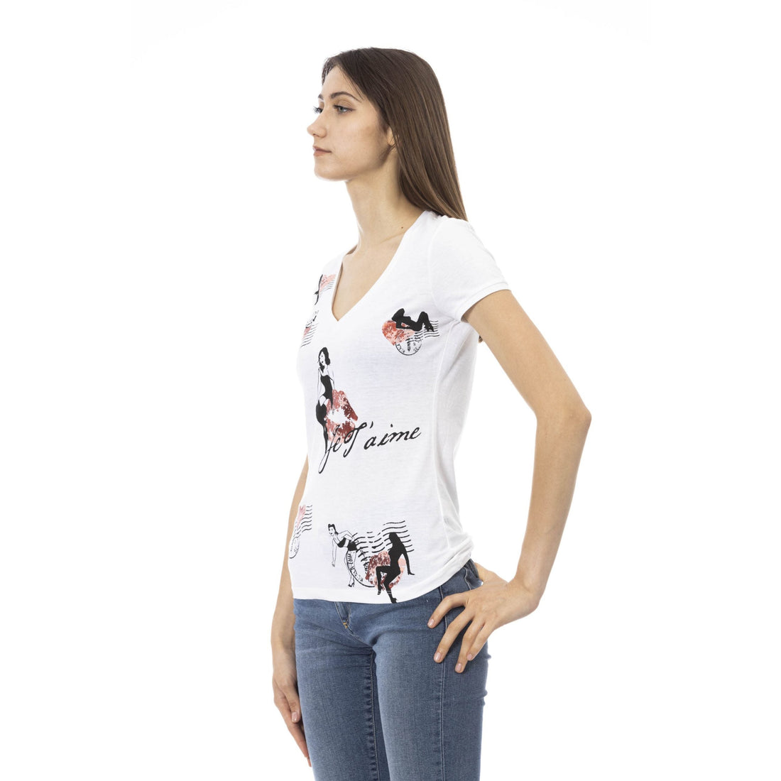 Trussardi Action Chic V-Neck Tee with Graphic Elegance
