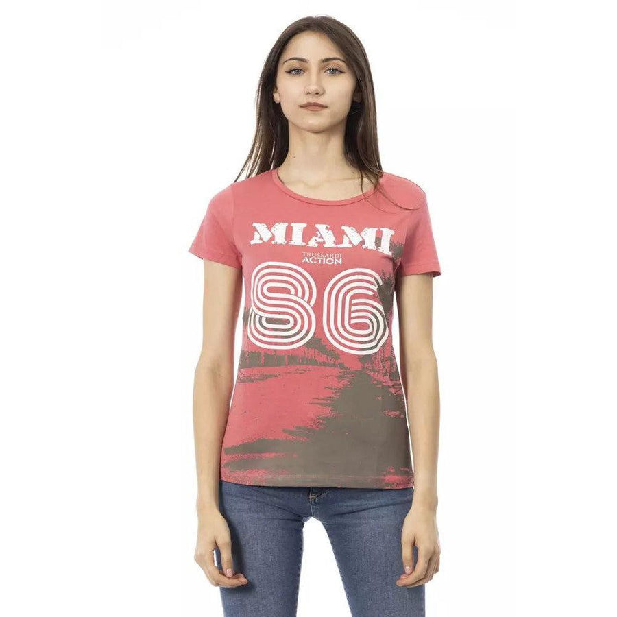 Trussardi Action Chic Pink Tee with Elegant Front Print
