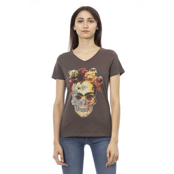 Trussardi Action Chic V-Neck Tee with Elegant Front Print