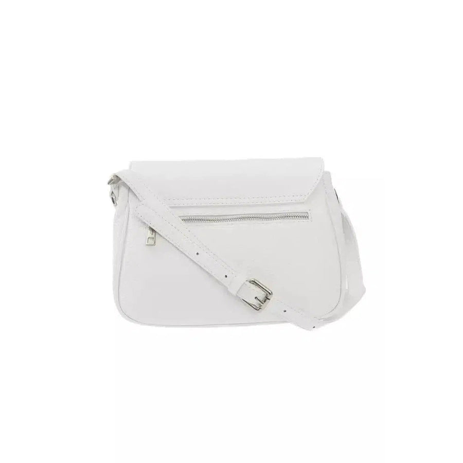 Baldinini Trend Elegant White Leather Shoulder Bag