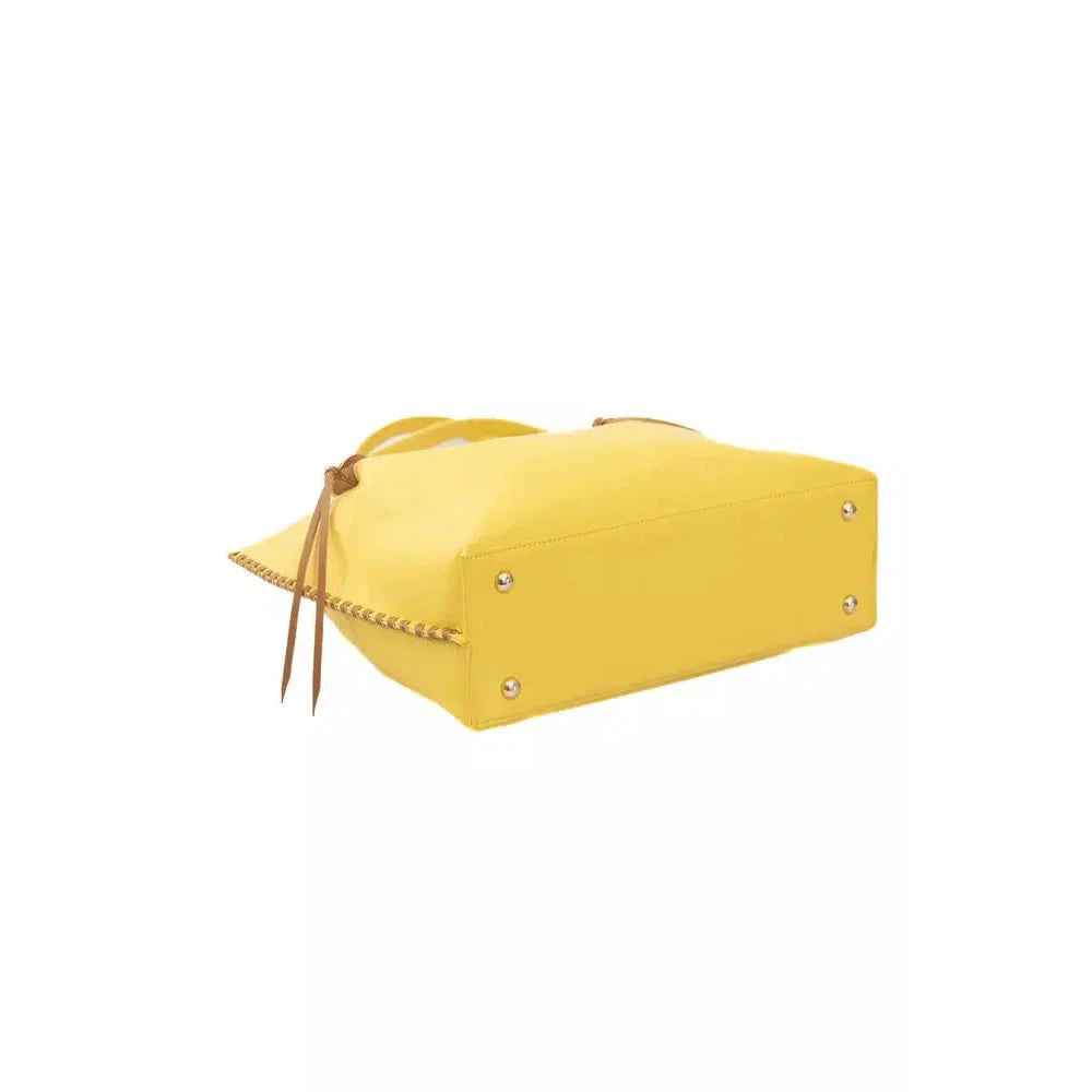 Baldinini Trend Chic Yellow Handbag with Golden Accents