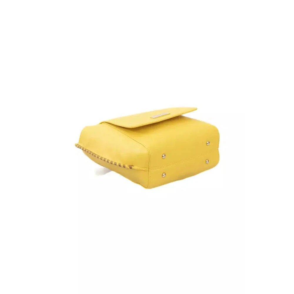 Baldinini Trend Elegant Yellow Shoulder Flap Bag with Golden Details