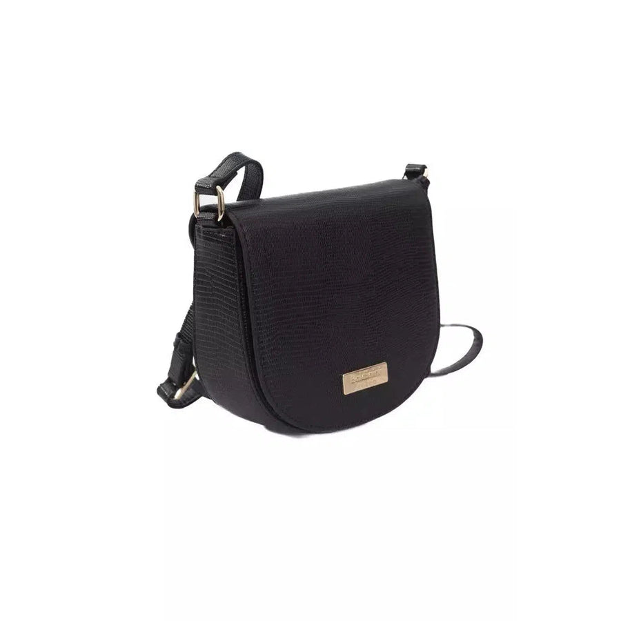Baldinini Trend Elegant Black Shoulder Flap Bag with Golden Accents