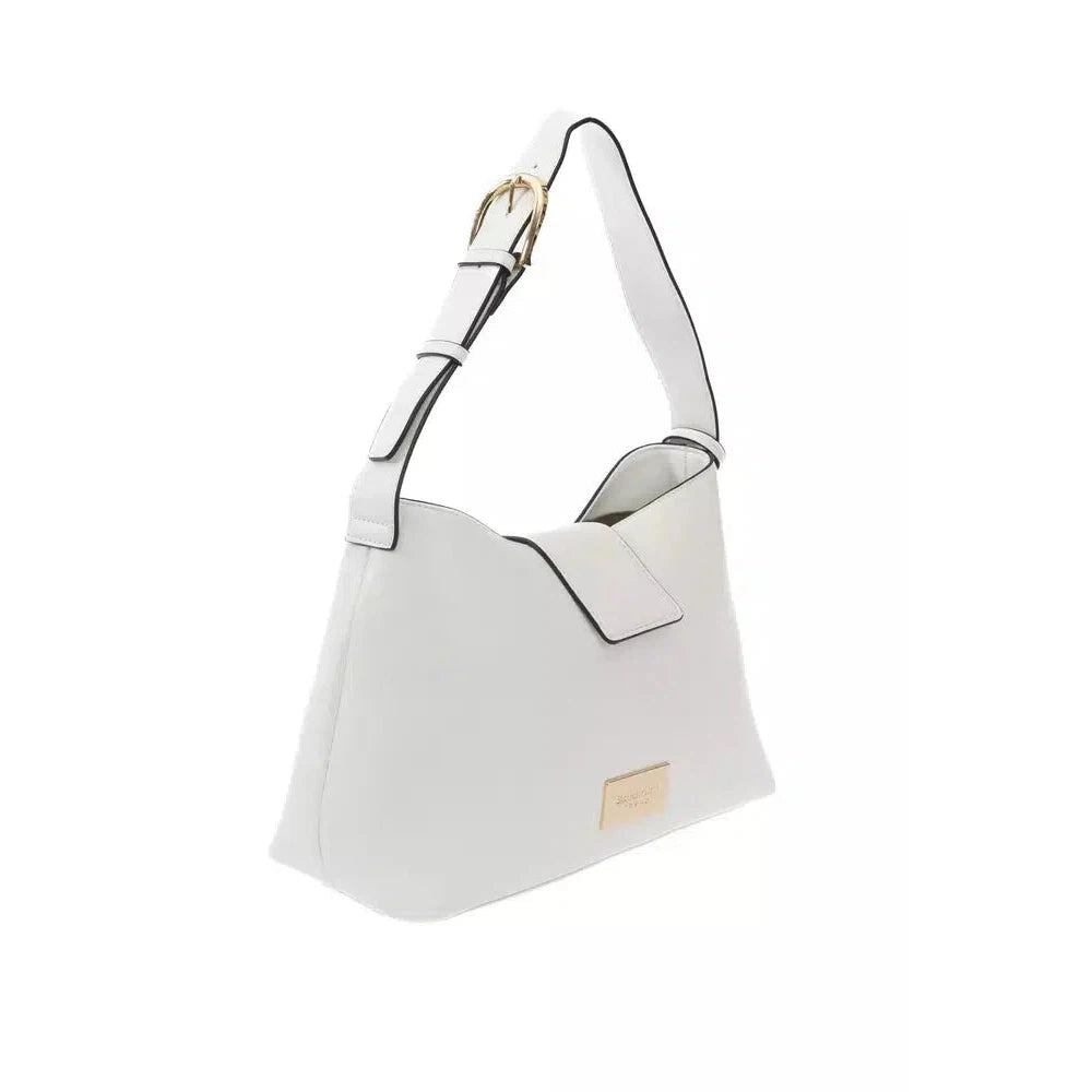 Baldinini Trend Chic White Flap Bag with Golden Accents