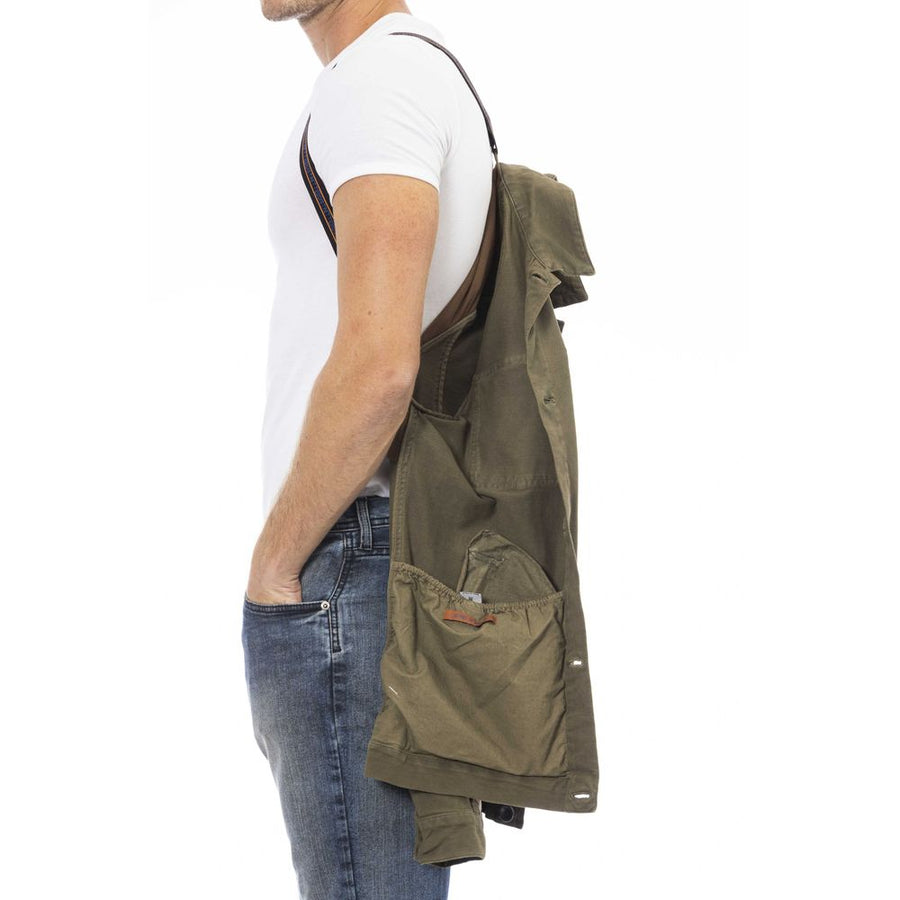 Distretto12 Chic Green Jacket with Backpack Braces